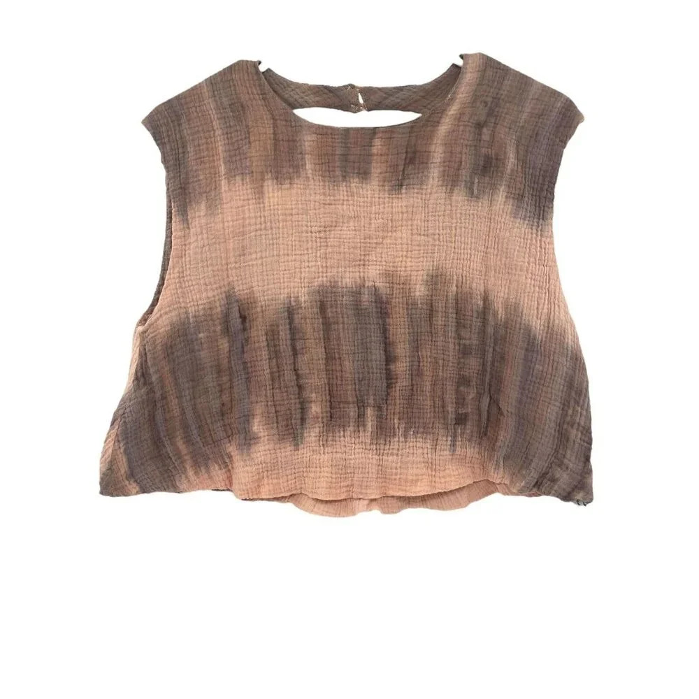 One Teaspoon Womens Acid Sky Hand Dyed Bubble Top Backless Cropped Size XXL NWT